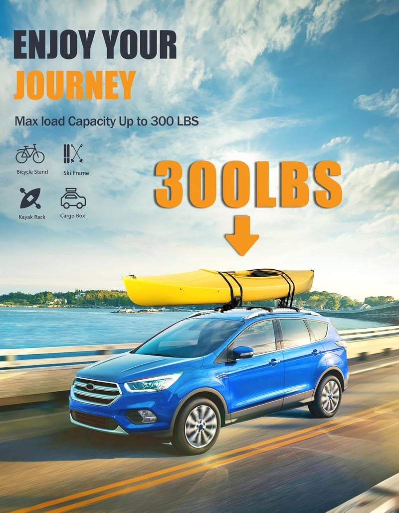 KINGGERI 300lbs Roof Rack Cross Bars Compatible with Ford Escape 2013-2019 with Raised Side Rails, Lockable Heavy Duty Aluminum Roof Rails Crossbars Luggage Kayak Canoe Snowboard Car SUV Accessories - Image 3